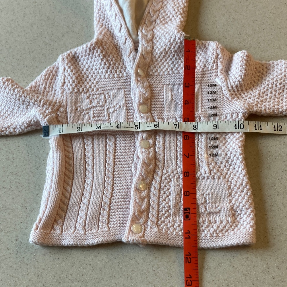 NWT Ralph Lauren Baby Pink Knit Hooded Sweater Size 12 Months - Picture 12 of 16